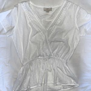 LOFT | White Boho style Blouse S